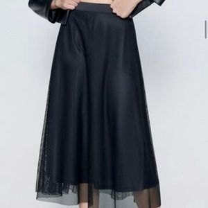 Zara black mesh midi skirt